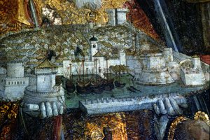 La città murata portata da San Biagio (dettaglio) da Nikola Bozidarovic